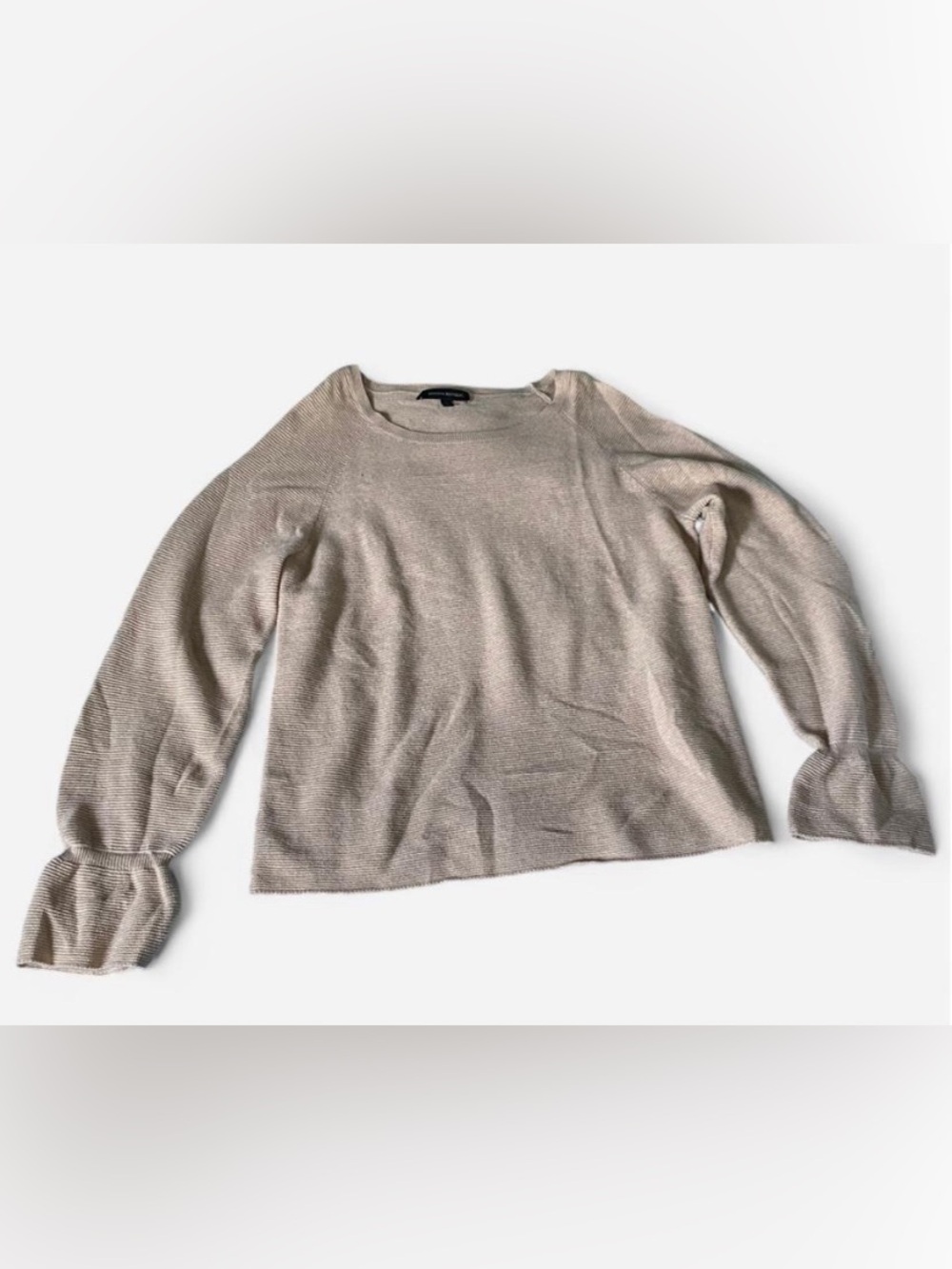 Banana Republic Wool Cashmere Blend Metallic Ribbed Bell Sleeve Sweater Size L